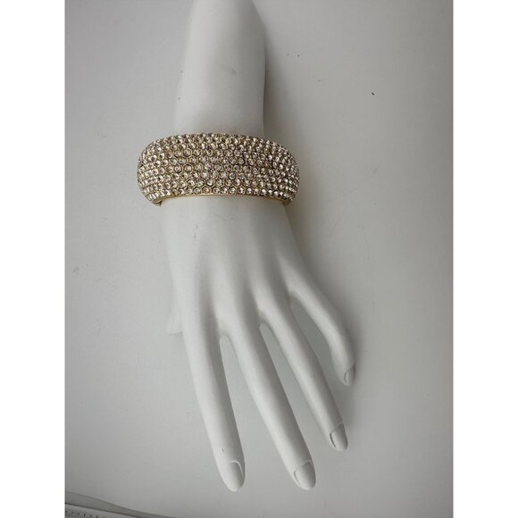 Wide Rhinestone Bangle Bracelet - Picture 2 of 13